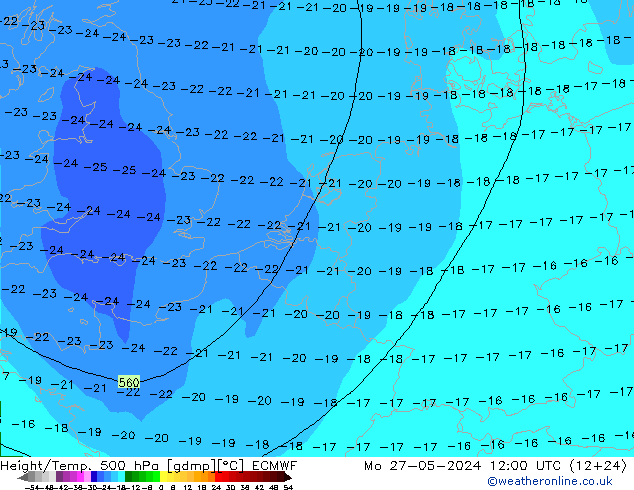 Z500/Rain (+SLP)/Z850 ECMWF Seg 27.05.2024 12 UTC