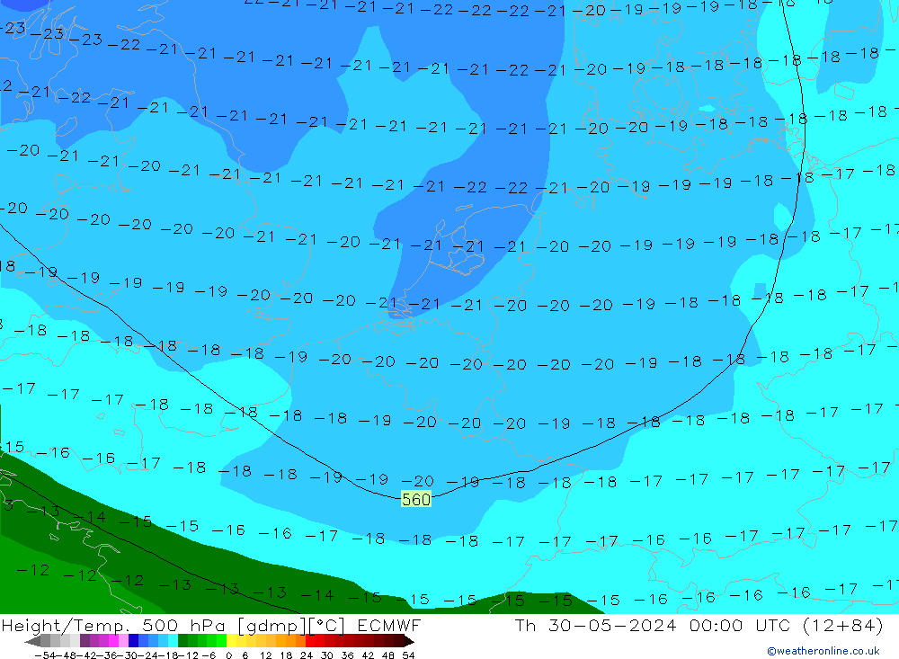 Height/Temp. 500 hPa ECMWF  30.05.2024 00 UTC