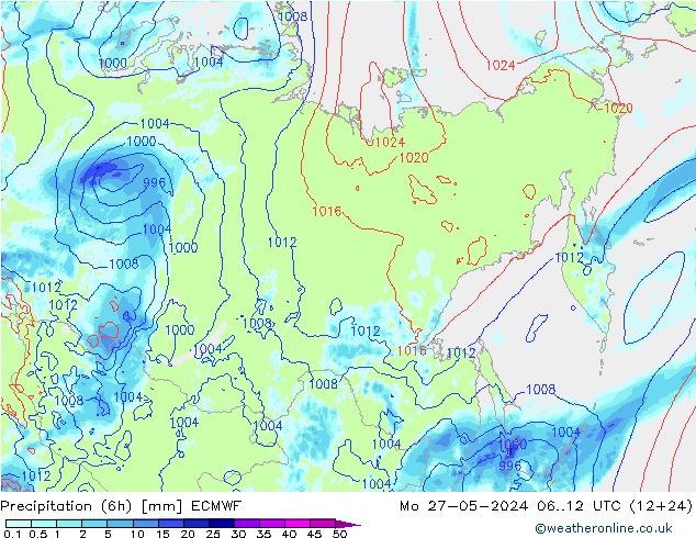 Yağış (6h) ECMWF Pzt 27.05.2024 12 UTC