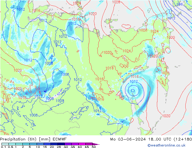 Z500/Rain (+SLP)/Z850 ECMWF pon. 03.06.2024 00 UTC