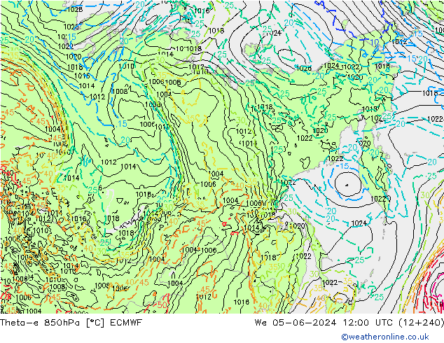 Theta-e 850hPa ECMWF wo 05.06.2024 12 UTC