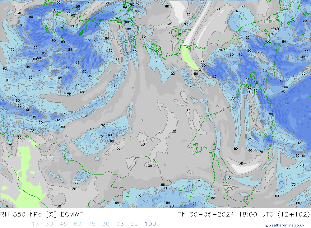 850 hPa Nispi Nem ECMWF Per 30.05.2024 18 UTC