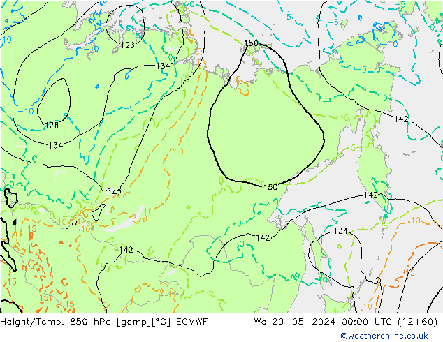 Z500/Rain (+SLP)/Z850 ECMWF mié 29.05.2024 00 UTC