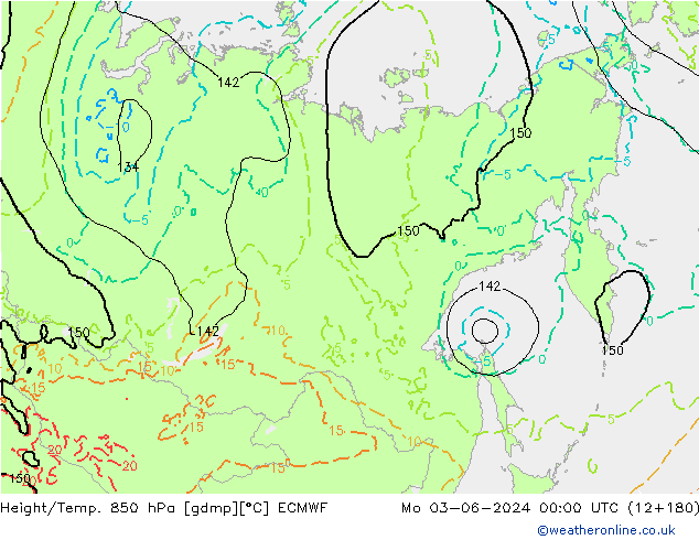 Z500/Rain (+SLP)/Z850 ECMWF pon. 03.06.2024 00 UTC