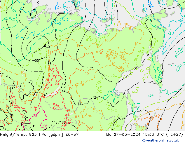 Height/Temp. 925 hPa ECMWF Mo 27.05.2024 15 UTC