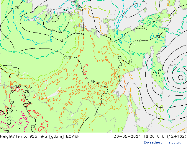 Géop./Temp. 925 hPa ECMWF jeu 30.05.2024 18 UTC