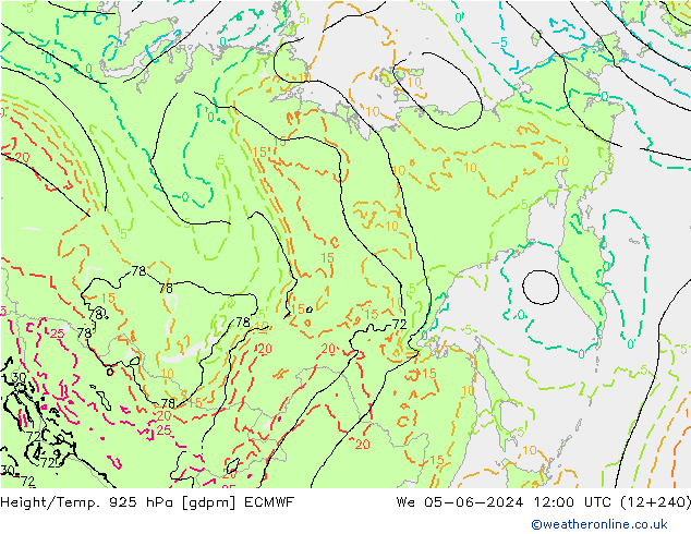 Hoogte/Temp. 925 hPa ECMWF wo 05.06.2024 12 UTC