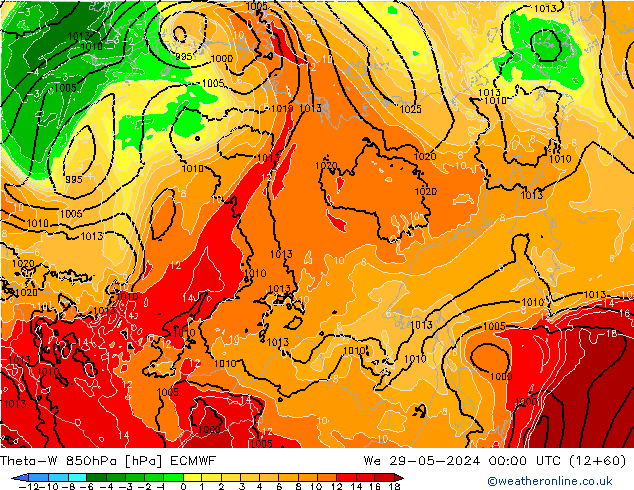 Theta-W 850hPa ECMWF Çar 29.05.2024 00 UTC