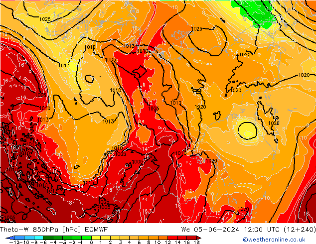 Theta-W 850hPa ECMWF wo 05.06.2024 12 UTC