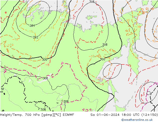 Height/Temp. 700 hPa ECMWF  01.06.2024 18 UTC