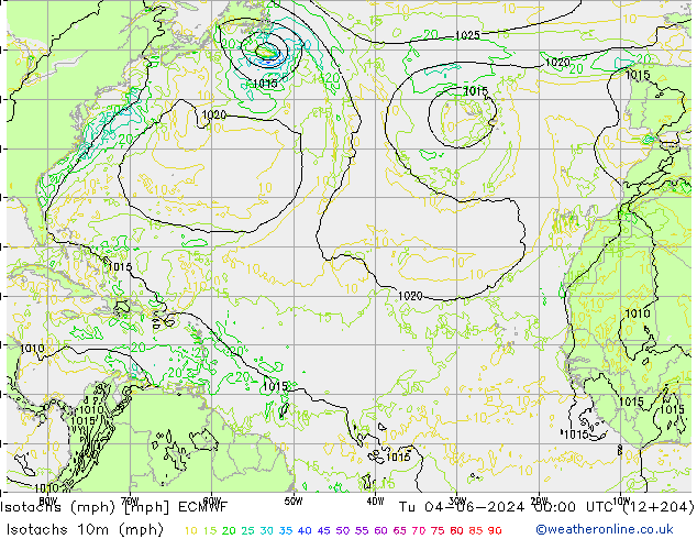 Isotachs (mph) ECMWF  04.06.2024 00 UTC