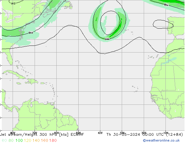 Straalstroom ECMWF do 30.05.2024 00 UTC