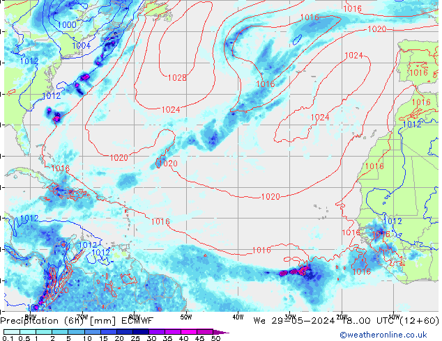 Z500/Rain (+SLP)/Z850 ECMWF śro. 29.05.2024 00 UTC