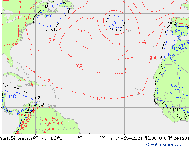 Bodendruck ECMWF Fr 31.05.2024 12 UTC