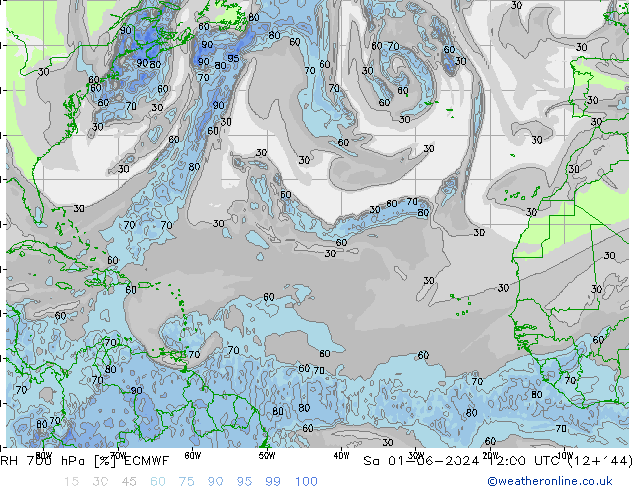 RH 700 hPa ECMWF  01.06.2024 12 UTC