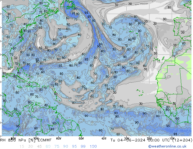 RH 850 hPa ECMWF Di 04.06.2024 00 UTC