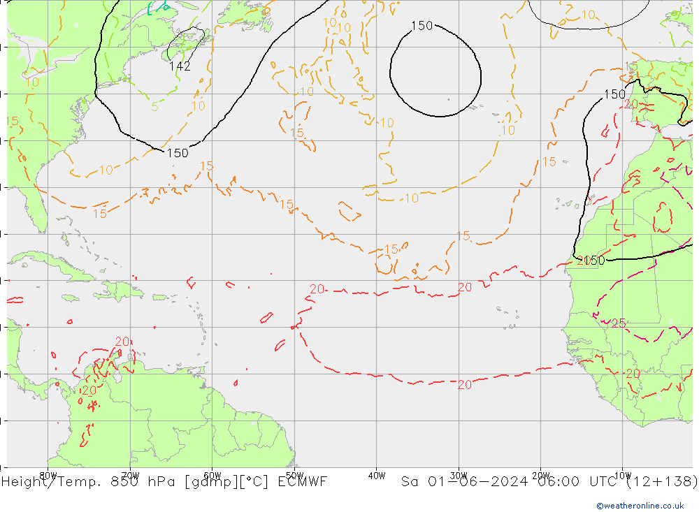 Height/Temp. 850 hPa ECMWF Sa 01.06.2024 06 UTC