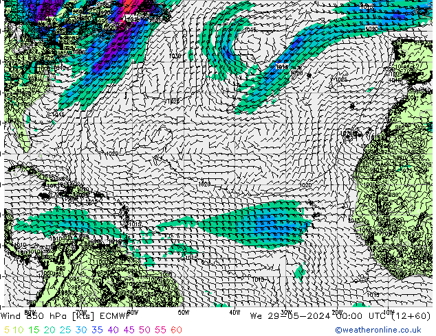 Rüzgar 850 hPa ECMWF Çar 29.05.2024 00 UTC