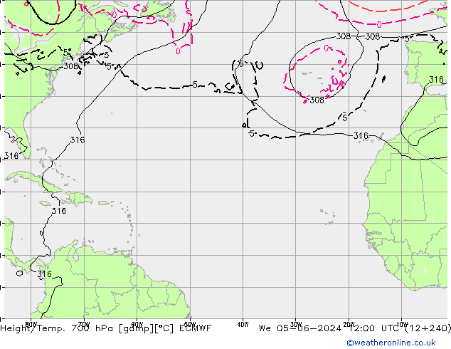 Height/Temp. 700 hPa ECMWF We 05.06.2024 12 UTC