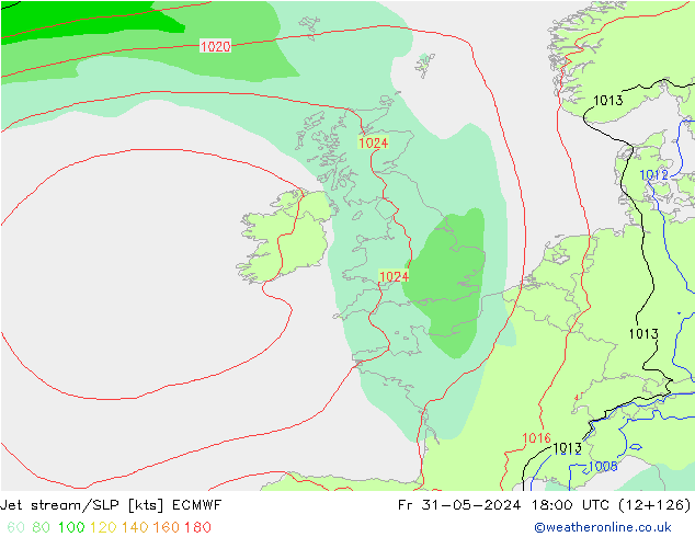 Jet stream ECMWF Sex 31.05.2024 18 UTC