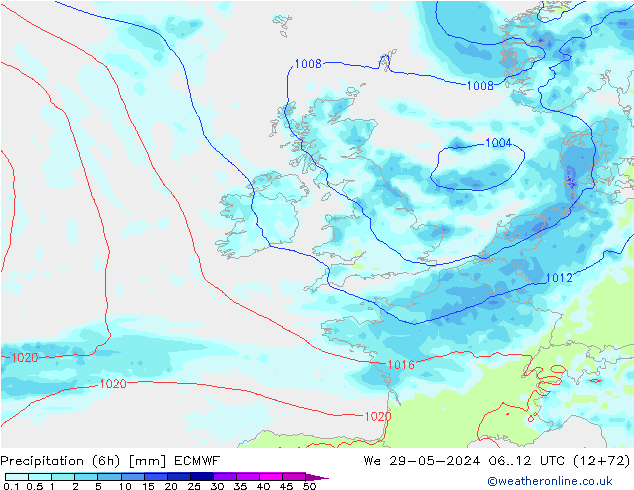 Precipitazione (6h) ECMWF mer 29.05.2024 12 UTC