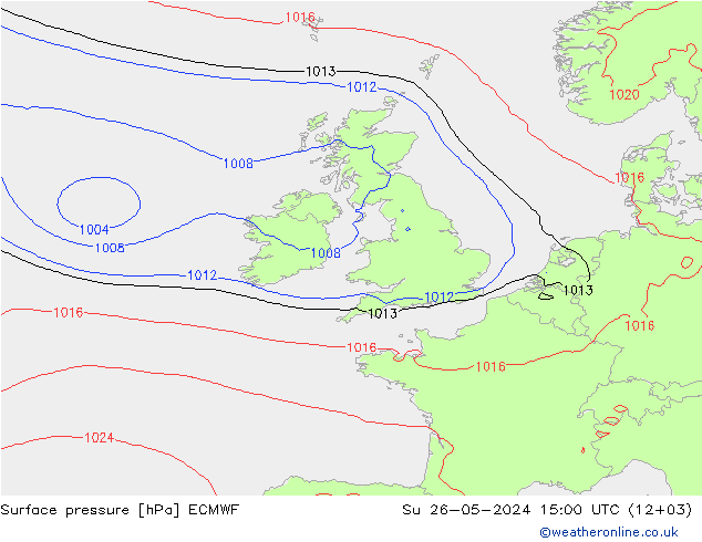 Surface pressure ECMWF Su 26.05.2024 15 UTC