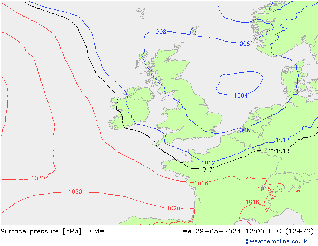 Pressione al suolo ECMWF mer 29.05.2024 12 UTC