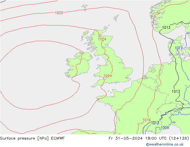 Surface pressure ECMWF Fr 31.05.2024 18 UTC