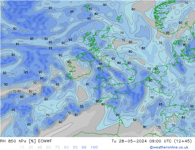 RH 850 hPa ECMWF  28.05.2024 09 UTC