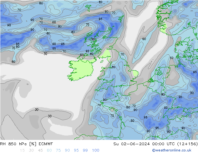 RH 850 hPa ECMWF  02.06.2024 00 UTC