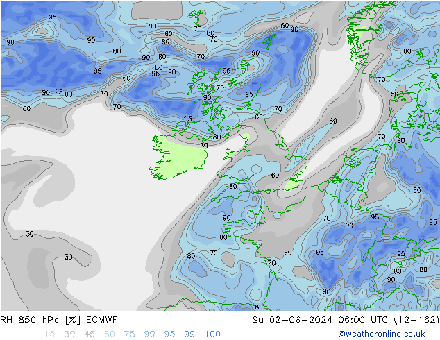 RH 850 hPa ECMWF  02.06.2024 06 UTC