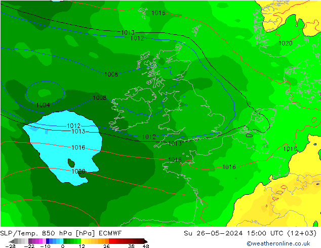 SLP/Temp. 850 hPa ECMWF Dom 26.05.2024 15 UTC