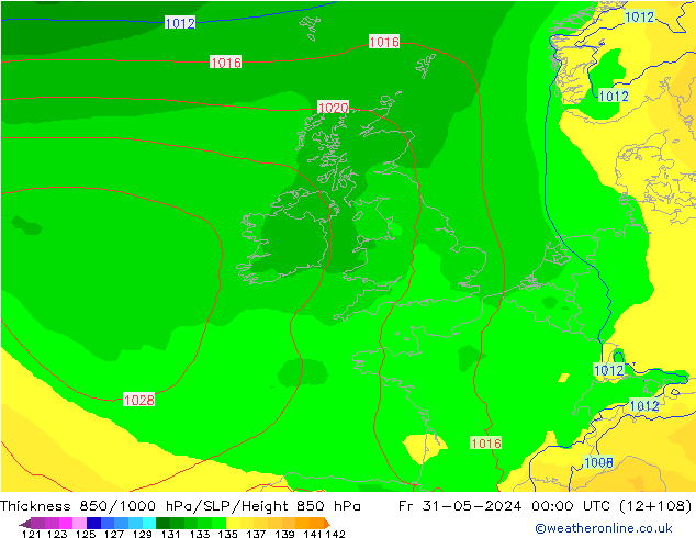 Thck 850-1000 гПа ECMWF пт 31.05.2024 00 UTC