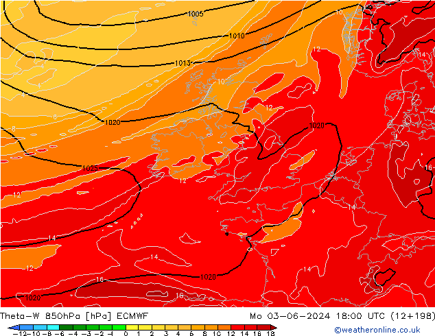 Theta-W 850hPa ECMWF ma 03.06.2024 18 UTC