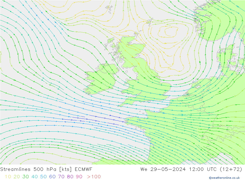 ветер 500 гПа ECMWF ср 29.05.2024 12 UTC