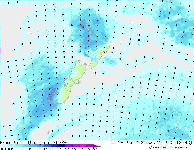 Z500/Rain (+SLP)/Z850 ECMWF Tu 28.05.2024 12 UTC