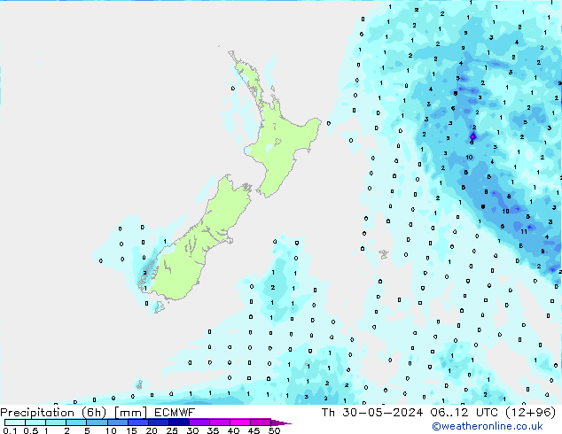 Z500/Rain (+SLP)/Z850 ECMWF czw. 30.05.2024 12 UTC