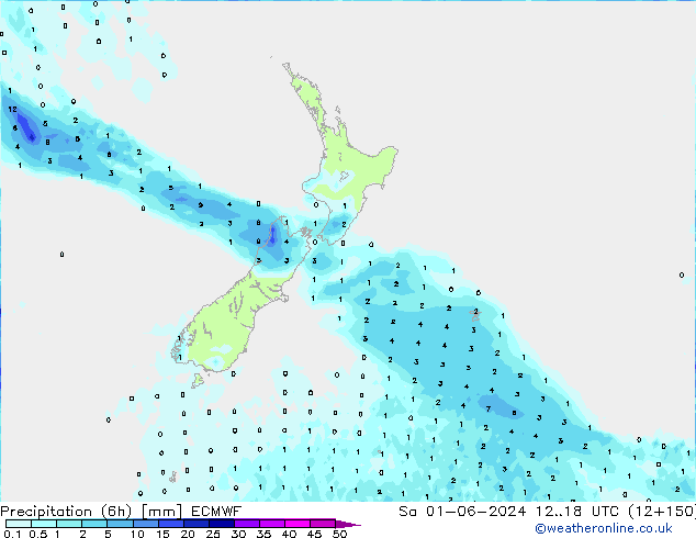 осадки (6h) ECMWF сб 01.06.2024 18 UTC