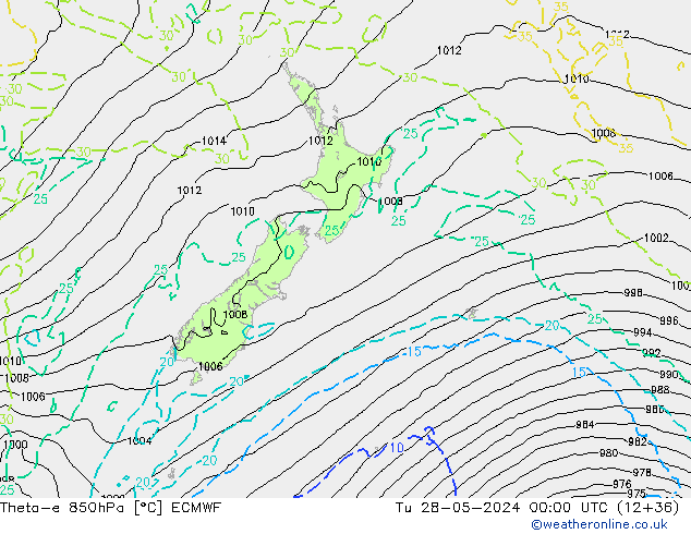 Theta-e 850hPa ECMWF wto. 28.05.2024 00 UTC