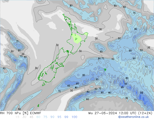 RH 700 hPa ECMWF Mo 27.05.2024 12 UTC