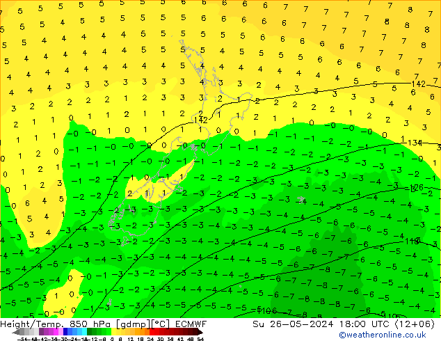 Z500/Rain (+SLP)/Z850 ECMWF Su 26.05.2024 18 UTC