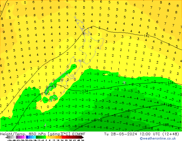 Z500/Rain (+SLP)/Z850 ECMWF Tu 28.05.2024 12 UTC