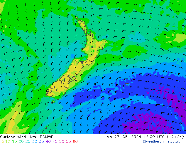 Surface wind ECMWF Mo 27.05.2024 12 UTC