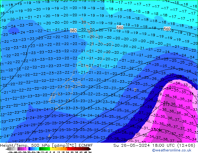 Z500/Rain (+SLP)/Z850 ECMWF Su 26.05.2024 18 UTC