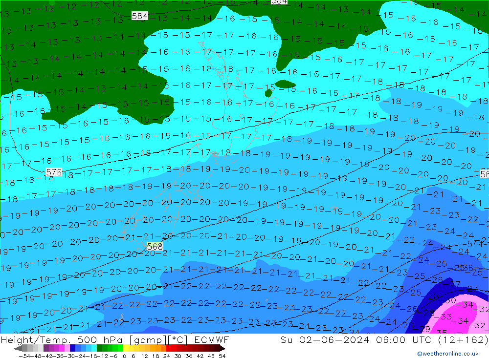 Z500/Rain (+SLP)/Z850 ECMWF Su 02.06.2024 06 UTC