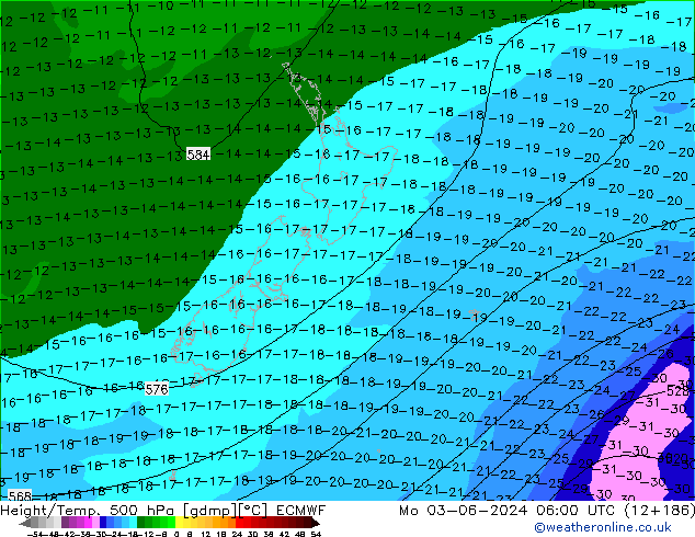 Z500/Rain (+SLP)/Z850 ECMWF ��� 03.06.2024 06 UTC