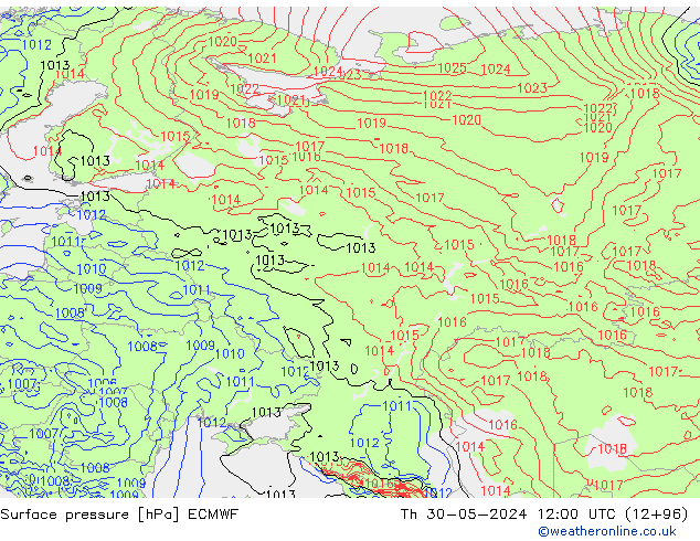 Bodendruck ECMWF Do 30.05.2024 12 UTC