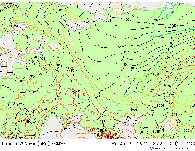 Theta-e 700hPa ECMWF We 05.06.2024 12 UTC