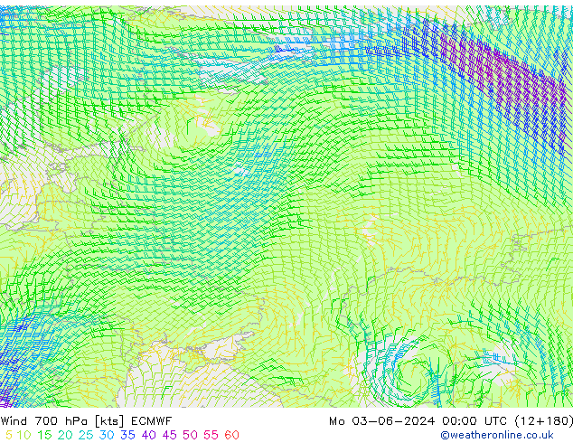 Wind 700 hPa ECMWF Mo 03.06.2024 00 UTC