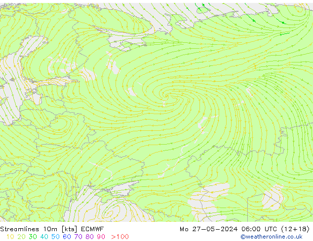 Stromlinien 10m ECMWF Mo 27.05.2024 06 UTC